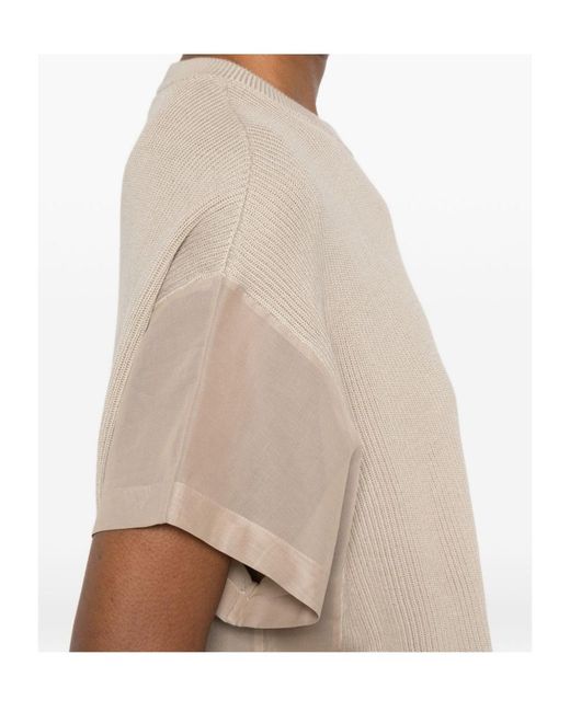 Brunello Cucinelli White Short Sleeve Knitted Sweater