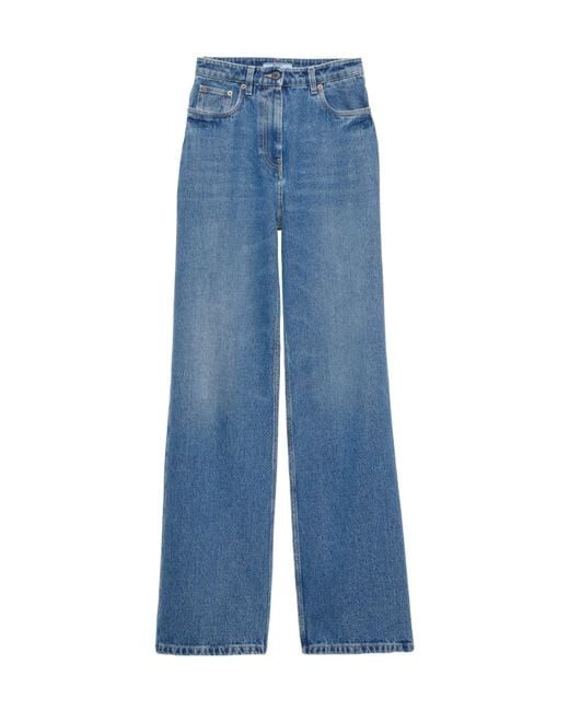 Prada Blue Triangle-Logo Flared Jeans