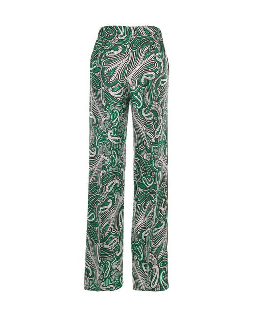 P.A.R.O.S.H. Green P.A.R.O..H. Pants With Contrast Side Stripe And All-Over Silk Scarf Print For Trousers