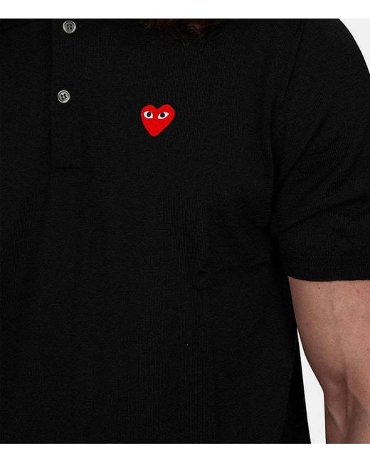 COMME DES GARÇONS PLAY Black Lapel Polo Shirt for men