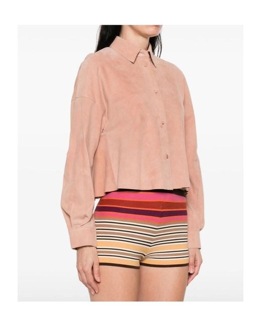 Forte_forte Pink Suede Alba Leather Shirt