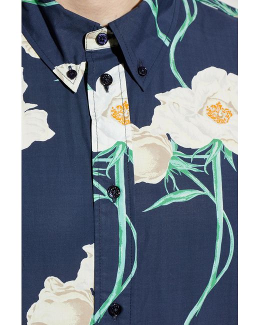 KENZO Blue Floral Printed Button-Up Shirt for men