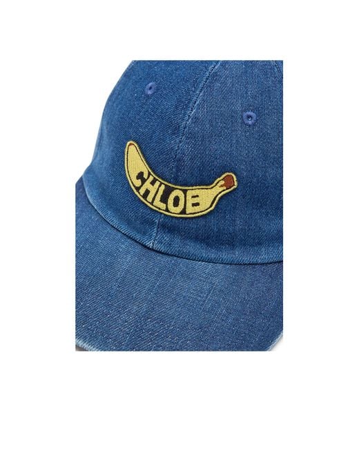 Chloé Blue Banana-Appliquéd Denim Cap