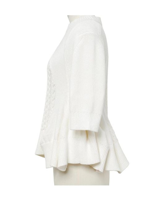 Sacai White Short-Sleeved Crewneck Knitted Jumper