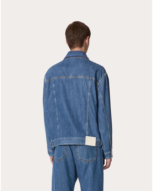 Valentino Blue Buttoned Twill Denim Jacket for men