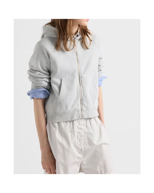 Prada Gray Cotton Hoodie Jacket