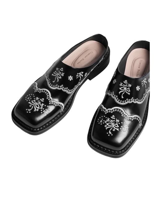 Simone Rocha Black Square-Toe Flat Mules