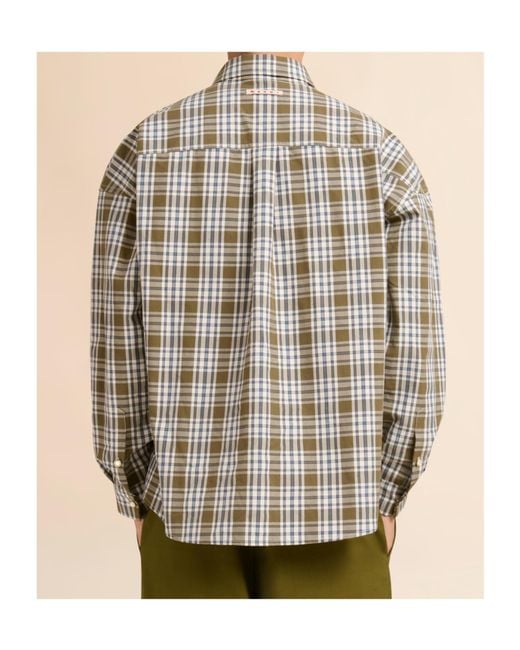 Marni Multicolor Compact Cotton Shirt With Checked Pattern for men