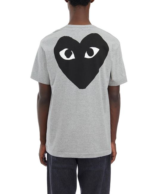 COMME DES GARÇONS PLAY Gray Comme Des Garçons Play Logo Printed Crewneck T-Shirt for men