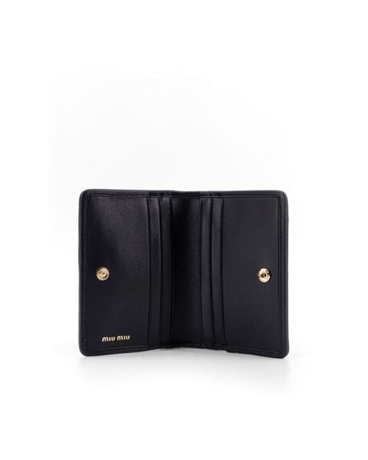 Miu Miu Purple Logo-Lettering Matelassé Cardholder