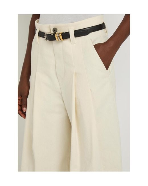 Brunello Cucinelli White Pleated Wide-Leg Cotton-Blend Trousers