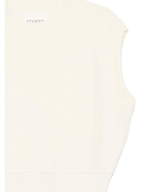Closed White Ribbed-Trim Vest