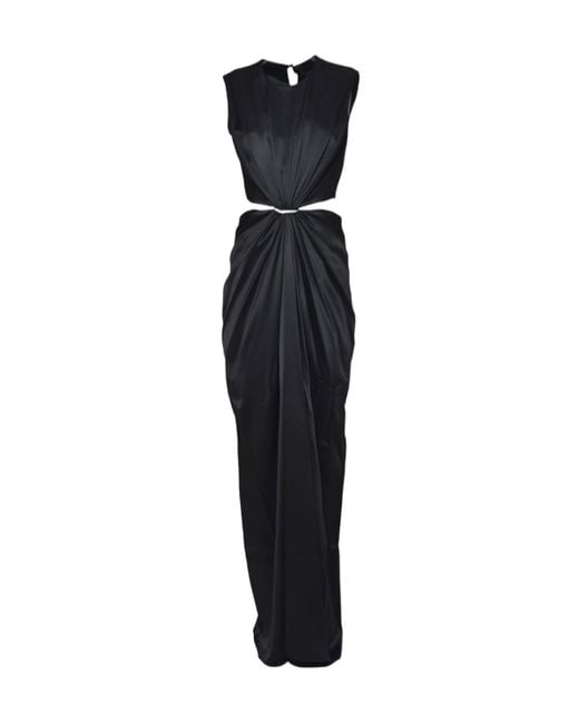 Max Mara Black Pianoforte Panaro Hourglass Gathered Sleeveless Dress