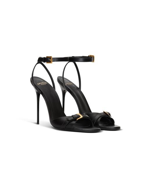 Balmain Black Anthem Buckled Heeled Sandals