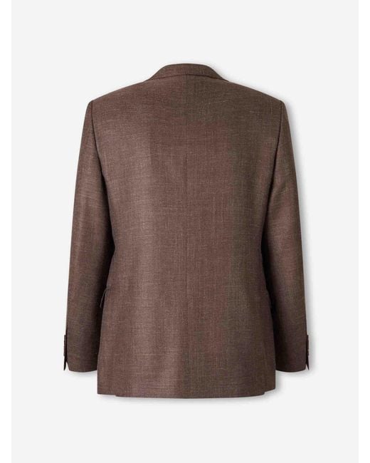 Canali Brown American Straight Single-Breasted Blazer for men