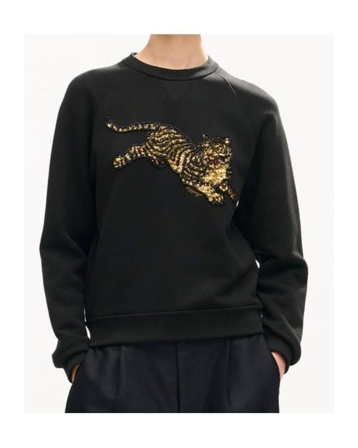 KENZO Black Jumping Tiger' Embroidered Sweatshirt
