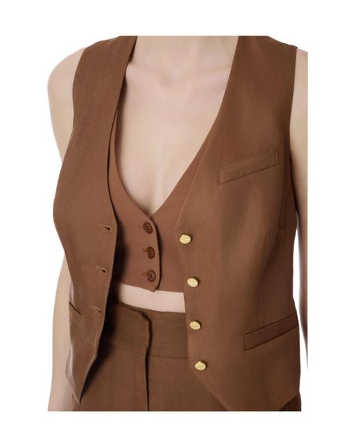 Elisabetta Franchi Brown Crêpe Waistcoat