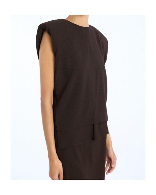 ROTATE BIRGER CHRISTENSEN Brown Two Layer Boxy Vest