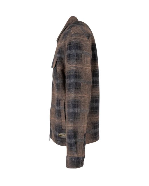 Barbour Black Plaid Zipup Shirt Jacket for men