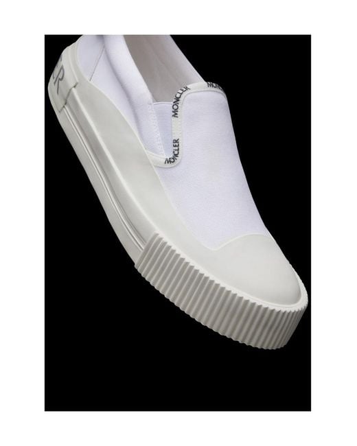 Moncler White Logo Trimmed Slip-On Sneakers