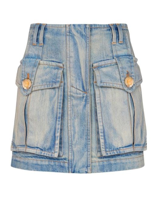 Balmain Blue Belted Skirt
