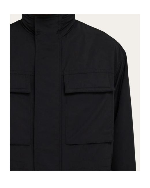 Ferragamo Black Ferragamo Long-Sleeved Padded Jacket for men