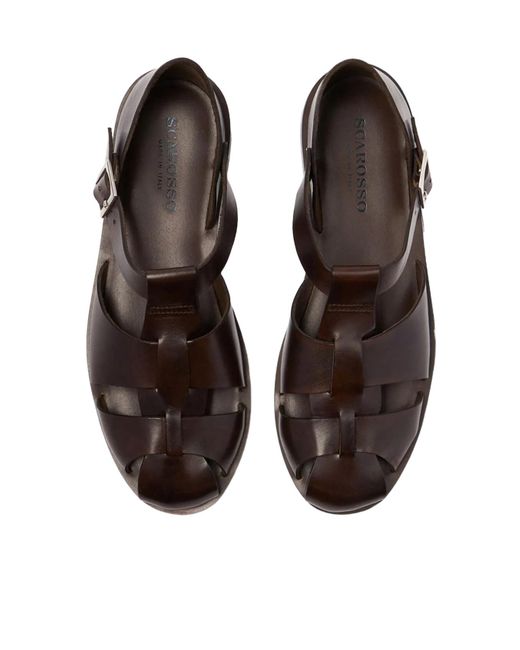 Scarosso Brown Apollo Buckle-Fastened Sandals for men