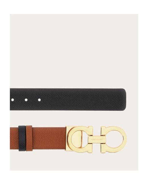 Ferragamo White Ferragamo Gancini Buckle Reversible Belt