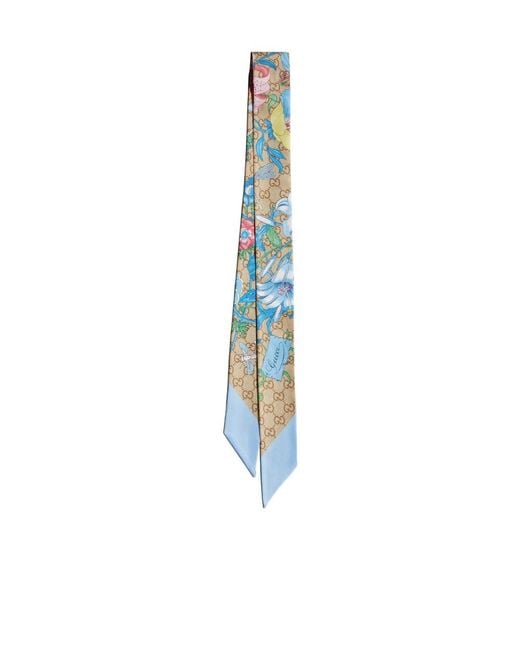 Gucci Blue Printed Silk Ribbon