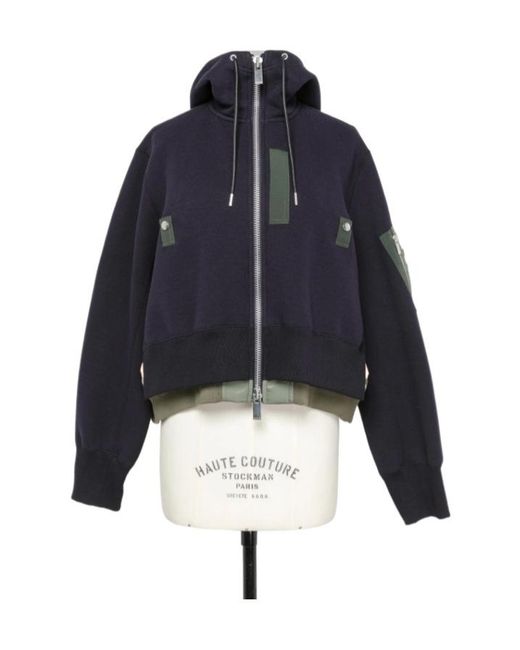 Sacai Blue Sponge Sweat X Nylon Twill Hoodie