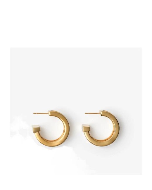 Burberry Metallic Check Print Hoop Earrings