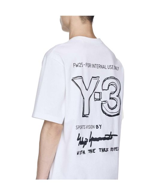 Y-3 White Short-Sleeve Cotton T-Shirt for men
