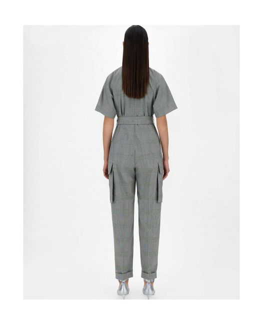 Max Mara Gray Wool Lapel Jumpsuit