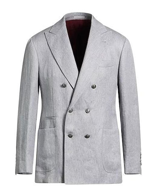 Brunello Cucinelli Gray Double-Breasted Blazer