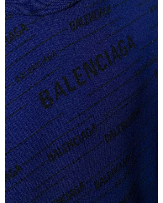 Balenciaga Blue Diagonal Logo Sweater for men