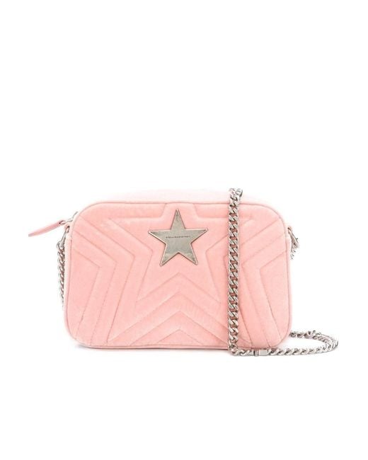 Stella McCartney Pink Velvet Crossbody Bag