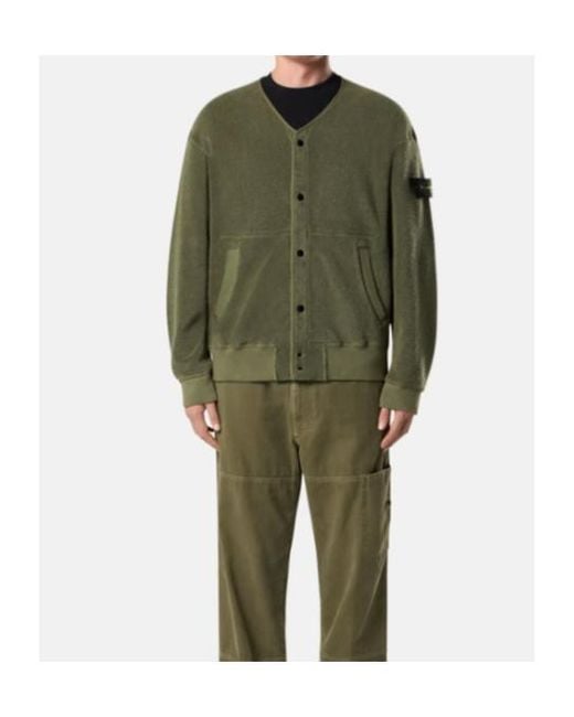 Stone Island Green Patch Pocket Cardigan for men