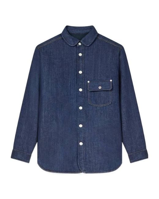 KENZO Blue Padded Japanese Denim Overshirt for men