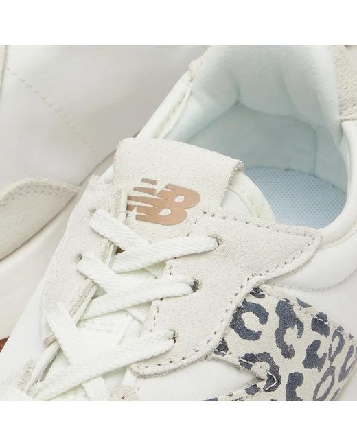 New Balance White 327 Leopard-Print Lace-Up Sneakers
