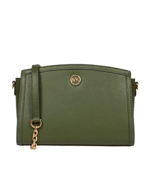 Michael Kors Green Large Chantal Leather Crossbody Bag