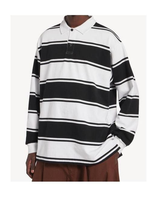 Balenciaga Black Varsity Stripe Long Sleeve Polo Shirt for men
