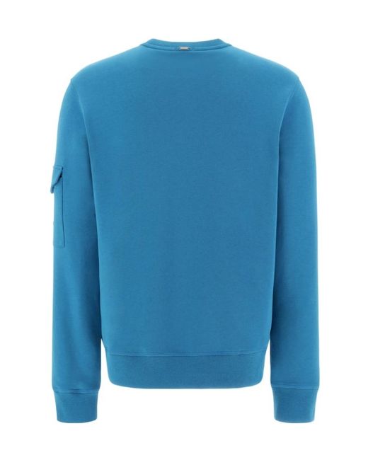 Herno Blue Flap-Pocket Detailed Crewneck Sweatshirt for men