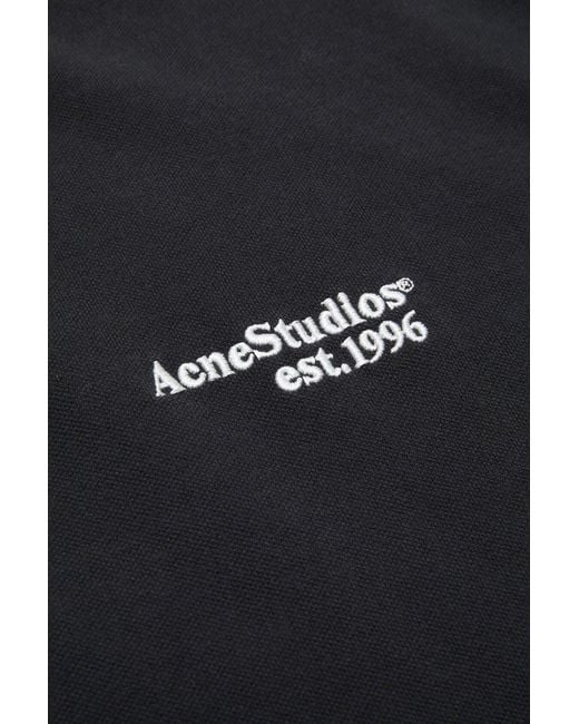 Acne Black Washed Logo Polo Shirt for men