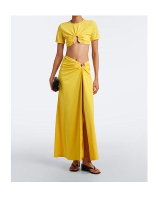 Christopher Esber Yellow Orbit Gathered Maxi Skirt