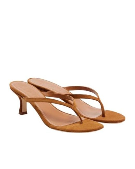 Staud Brown Freja Suede Thong Sandals