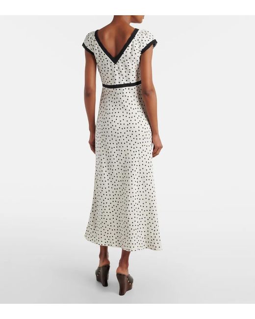 Rixo White Iggy Polka-Dot Linen-Blend Maxi Dress