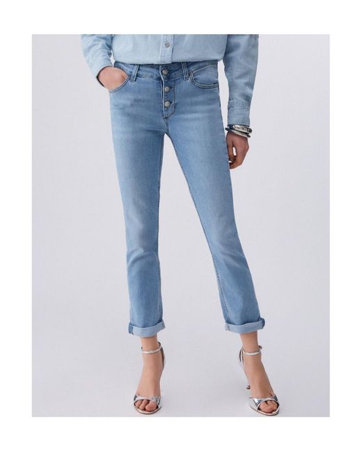 Liu Jo Blue Gemstone-Appliqué Turn-Up Jeans