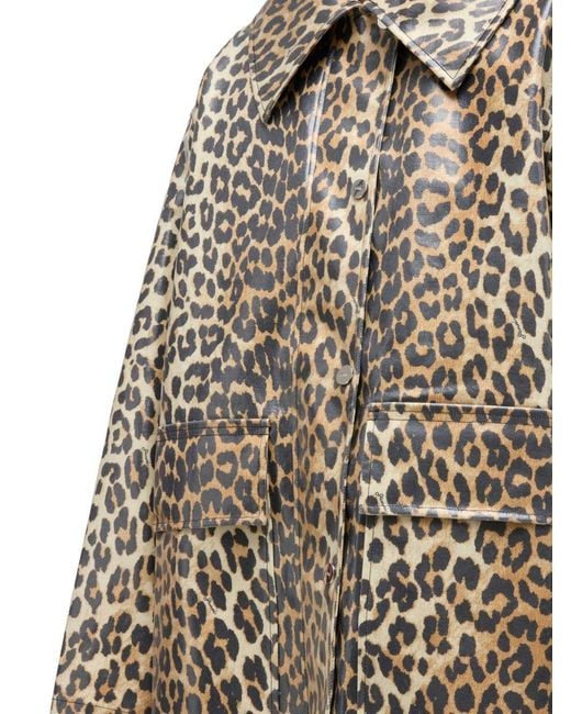 Ganni Gray Laminated Canvas Printed Jacket