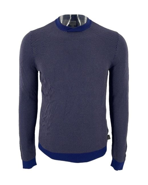 Armani Collezioni Blue Long-Sleeved Sweater for men