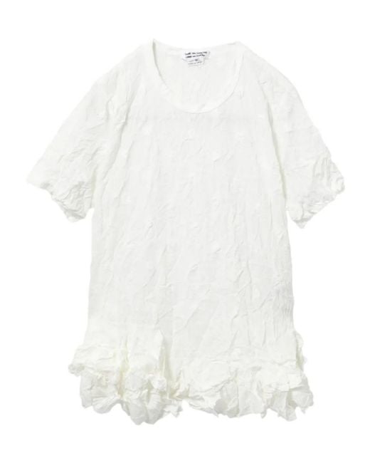 Comme des Garçons White Floral Appliqué Mesh T-Shirt